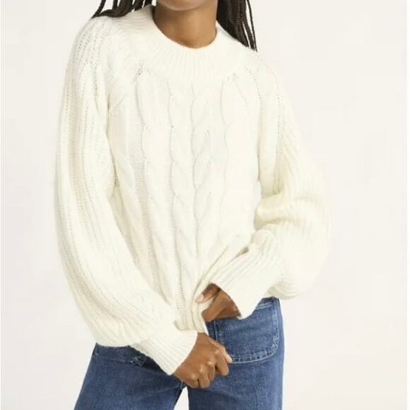 Free Assembly Cable Knit Sweater Womens Size 2XL Ivory Fisherman Chunky Soft - Picture 1 of 14